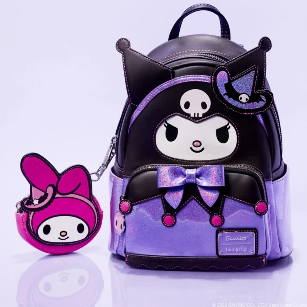 LE SANRIO LOUNGEFLY NYCC Sanrio Kuromi Witch Mini Backpack w/ My Melody Coin Bag - Picture 1 of 8